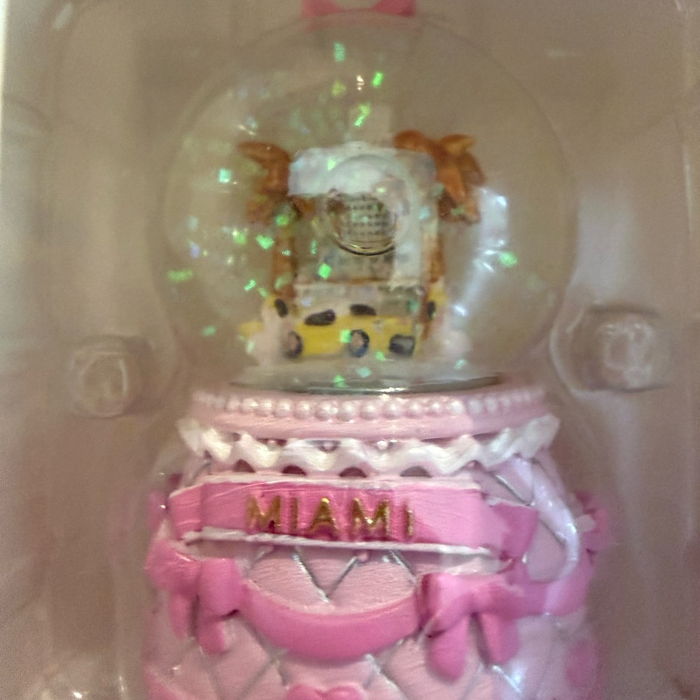 Pink Miami Snow Globe Brand New